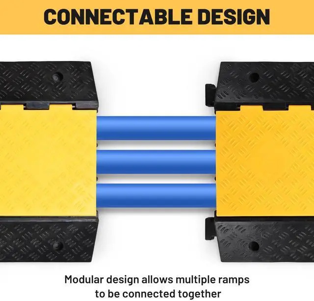 Alt view image 4 of 7 - Yescom 3-Channel Cable Driveway Over Garden Hose Protector Ramp 40000 Lbs Wire Cord Cover Pipe Hider Protectors Speed Bump for Outdoor Road Walkway