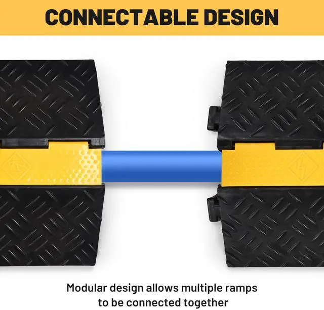 Alt view image 2 of 7 - Yescom 1-Channel Rubber Cable Ramp 40000 Lbs Wire Cord Ramp Driveway Hose Cover Protector Speed Bumps for Driveway Hose Pipe Hider