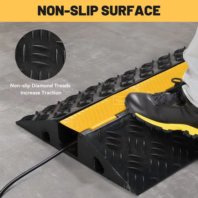 Alt view image 3 of 7 - Yescom 1-Channel Rubber Cable Ramp 40000 Lbs Wire Cord Ramp Driveway Hose Cover Protector Speed Bumps for Driveway Hose Pipe Hider