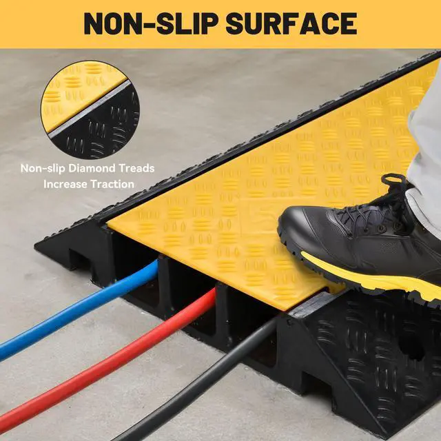 Alt view image 3 of 7 - Yescom 3-Channel Cable Driveway Over Garden Hose Protector Ramp 40000 Lbs Wire Cord Cover Pipe Hider Protectors Speed Bump for Outdoor Road Walkway
