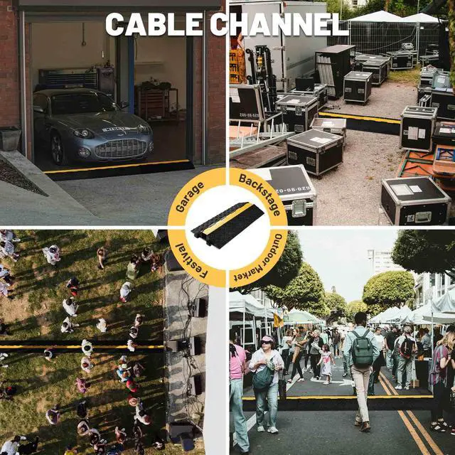 Alt view image 6 of 7 - Yescom 1-Channel Rubber Cable Ramp 40000 Lbs Wire Cord Ramp Driveway Hose Cover Protector Speed Bumps for Driveway Hose Pipe Hider