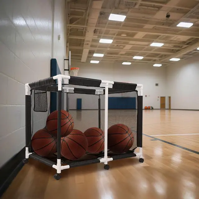 Alt view image 7 of 7 - Yescom Extra Large Mesh Pool Storage Bin 214 Gallon Noodles Holder Toys Organizer 6 Wheels Cart Black