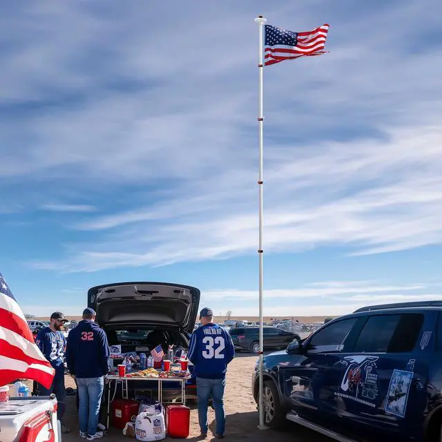 Alt view image 2 of 7 - Yescom EZ GO 30Ft Aluminum Telescopic Flag Pole Kit w/ Solar Light & Flagpole Holder for Outside House