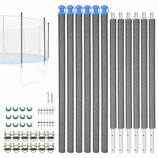 Main image of Yescom Universal Trampoline Replacement Enclosure Poles Accessories with Clamp and Hardware Fits 6 Straight Poles Trampoline