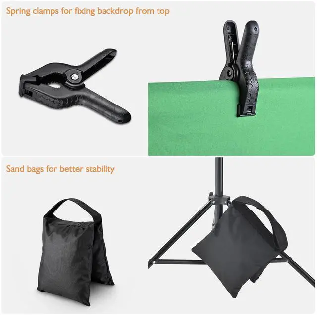 Alt view image 7 of 7 - 7x10Ft Backdrop Support Stand Kit Non-woven Backdrop Green Photography Video