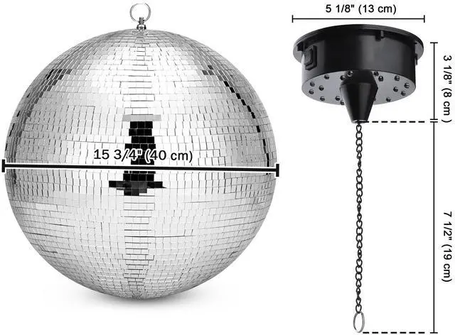 Alt view image 6 of 6 - Yescom 16" Large Disco Ball with Motor Rotating 6RPM 18 RGBW LED Lights for 70s 80s Party Wedding Event Holiday Decor