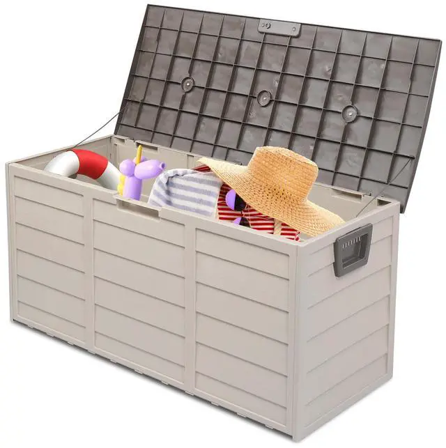 Main image of Yescom 75Gal 260L Deck Storage Box for Tools Cushions Toys Seat Lockable Brown