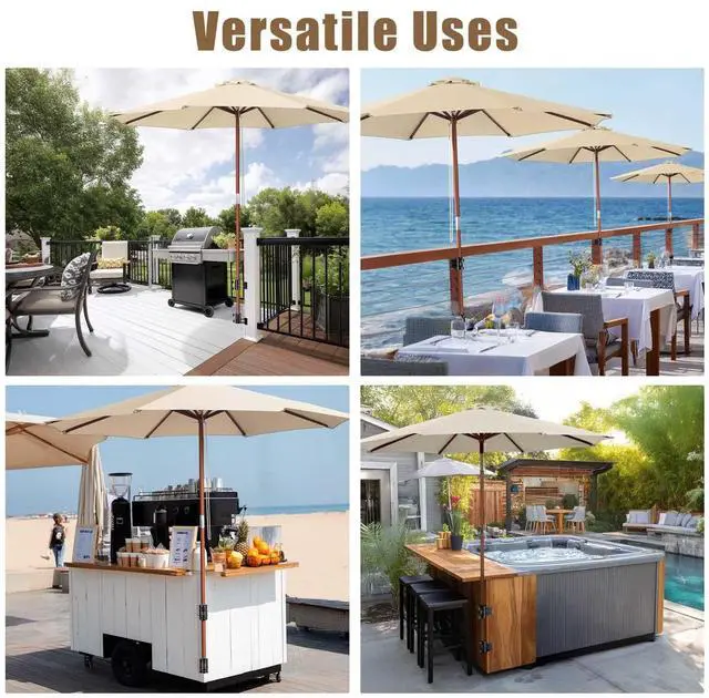 Alt view image 3 of 7 - LAGarden Deck Umbrella Mount Holder Bracket Height Flexible for Patio Railing Balcony Courtyard Poolside Mobile Cart Black Corner