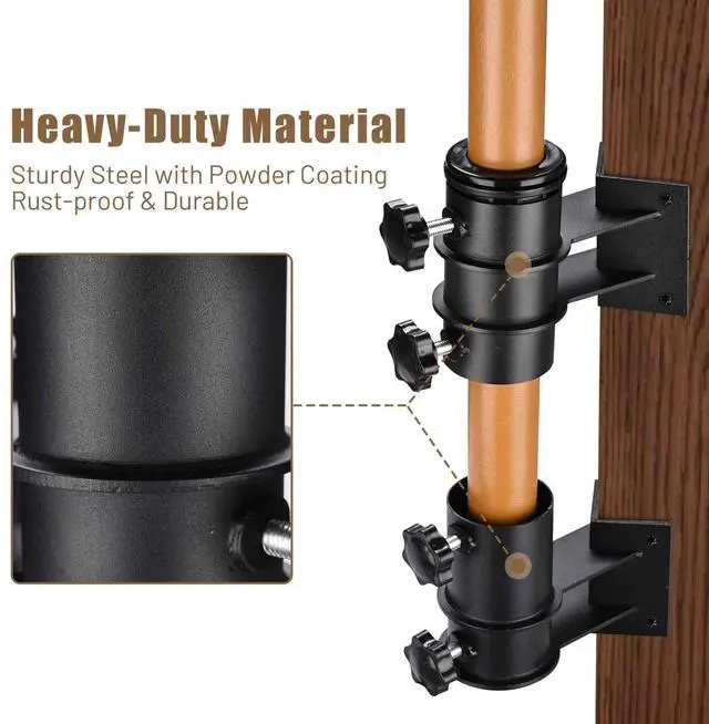Alt view image 5 of 7 - LAGarden Deck Umbrella Mount Holder Bracket Height Flexible for Patio Railing Balcony Courtyard Poolside Mobile Cart Black Corner