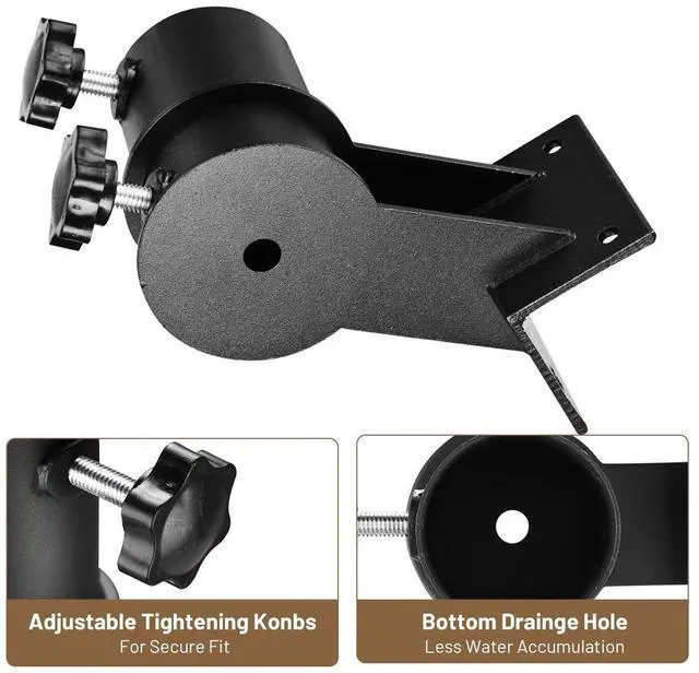 Alt view image 6 of 7 - LAGarden Deck Umbrella Mount Holder Bracket Height Flexible for Patio Railing Balcony Courtyard Poolside Mobile Cart Black Corner
