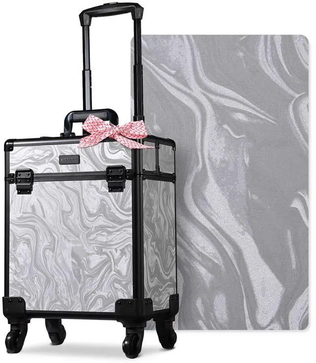 Main image of Byootique Rolling Makeup Train Case Cosmetic Trolley Organizer CB Graystone