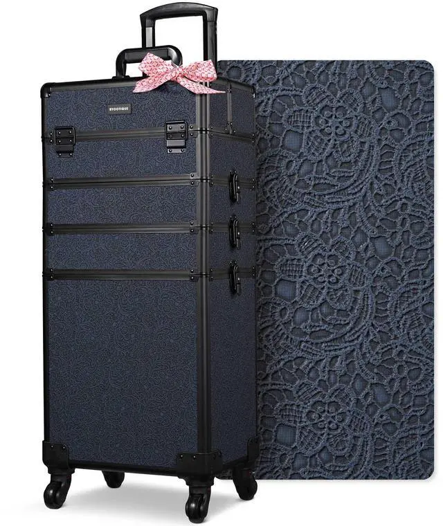 Main image of Byootique 4in1 Rolling Makeup Train Case Cosmetic Organizer Rococo Midnight