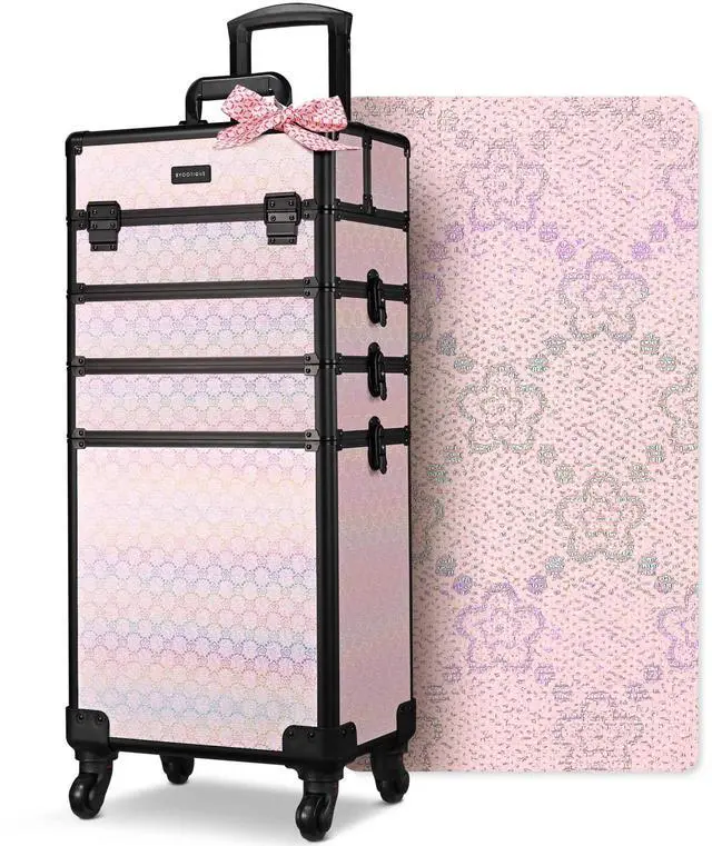 Main image of Byootique 4in1 Rolling Makeup Train Case Cosmetic Organizer Blush ForgetMeNot