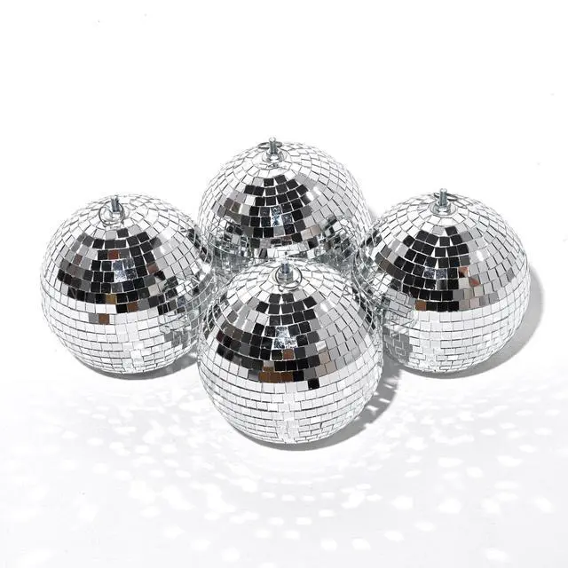 Main image of Yescom 4PCS 7" Small Disco Ball Mirror Mini Hanging Decor for 70s 80s Party Events Wedding DJ Dance Club Stage Lighting Silver