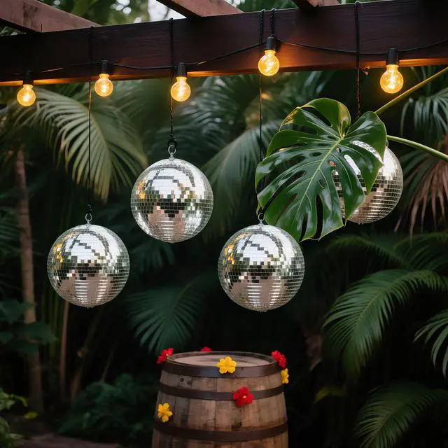 Alt view image 4 of 7 - Yescom 4PCS 7" Small Disco Ball Mirror Mini Hanging Decor for 70s 80s Party Events Wedding DJ Dance Club Stage Lighting Silver