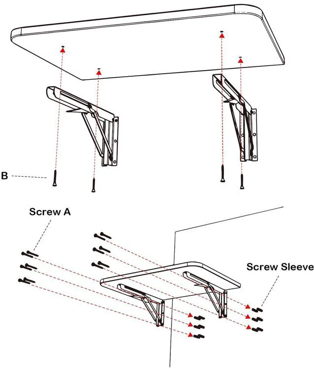 Alt view image 6 of 7 - Yescom Wall Mounted Folding Desk 72 Inch 3 Pack Floating Drop Leaf Bar Table Black 72" Wall Mounted Folding Bar Desk Holds 150 Lbs Total for Outdoor Patio