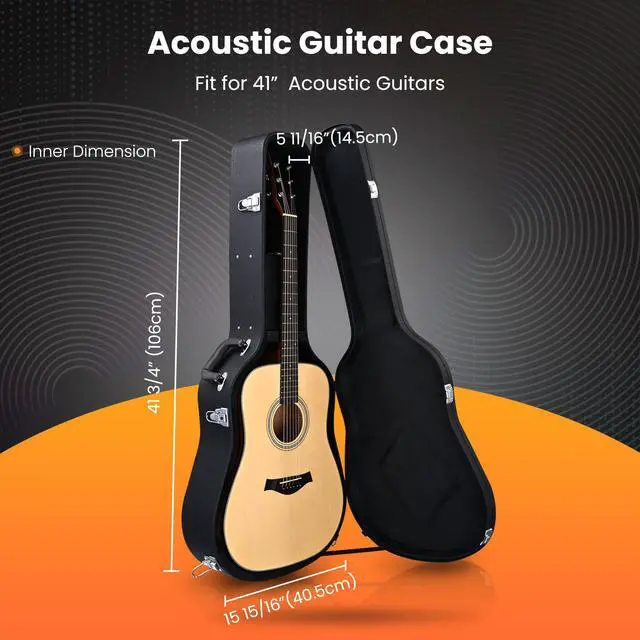 Alt view image 2 of 7 - Yescom 41" Acoustic Guitar Case Hard Shell w/ Folding Guitar Stand for Electric Bass
