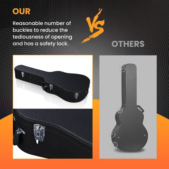 Alt view image 4 of 7 - Yescom 41" Acoustic Guitar Case Hard Shell w/ Folding Guitar Stand for Electric Bass