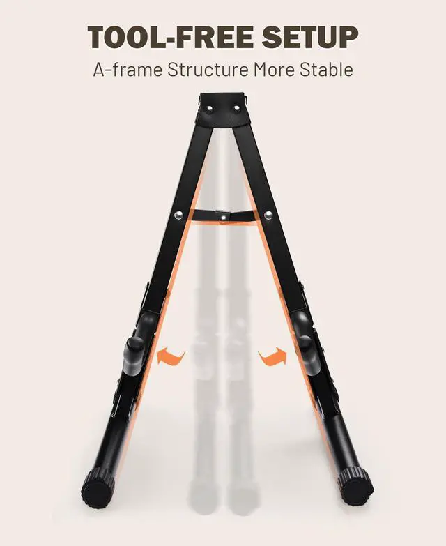 Alt view image 5 of 7 - Yescom Electric Bass Guitar Hard Case Wooden Hard Shell & Folding Guitar Floor Stand