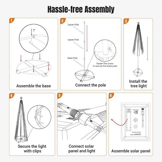 Alt view image 6 of 7 - Yescom Vast-Starry 12Ft Solar Christmas Cone Tree Light 1120 LED Light 8 Function Outdoor Holiday Decor Warm White