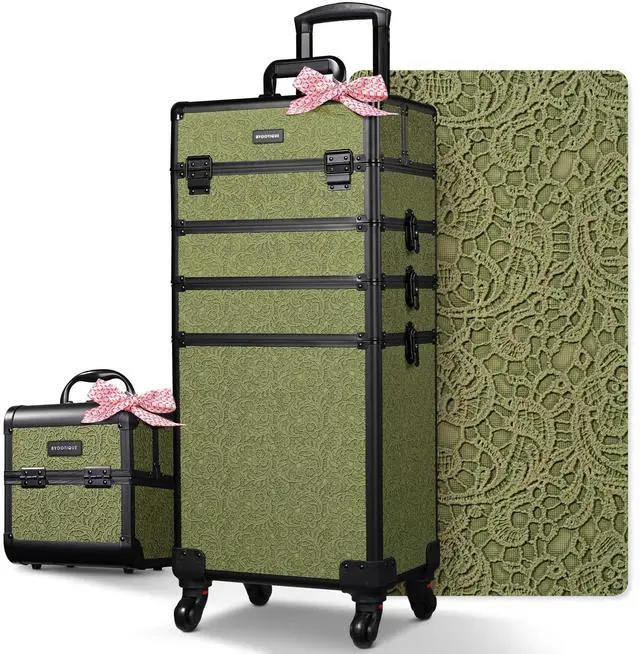 Main image of BYOOTIQUE Makeup Train Case Trolley w/ Cube Case Cosmetic Organizer Rococo