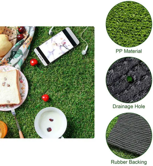 Alt view image 7 of 7 - Yescom Artificial Grass Turf Roll 65'x5' Large Backyard Faux Decor Fake Lawn 2 Pack