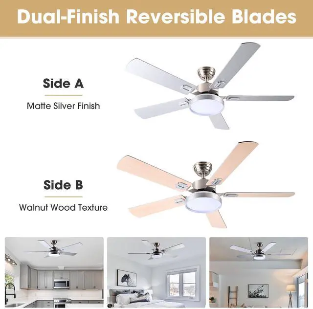 Alt view image 6 of 7 - DELight 52" Ceiling Fan with Light Remote 6 Speed LED Chandelier Lamp Reversible Bedroom