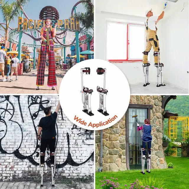 Alt view image 7 of 7 - Yescom Drywall Stilts 16-24 inches Adjustable Aluminum Painting Tool for Ceiling Installation/Repair Taping Parades