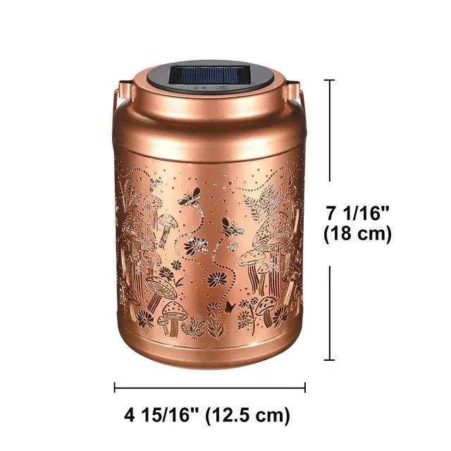 Alt view image 4 of 7 - LAGarden Mushroom Solar Lantern Outdoor Hanging Waterproof Metal Decor Light Christmas Gifts Yard Patio Porch 2Pack