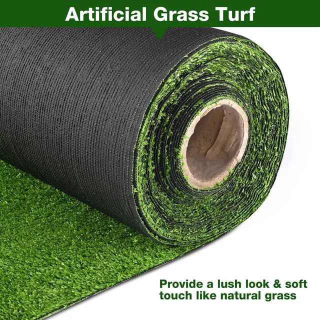 Alt view image 6 of 7 - Yescom Artificial Grass Turf Roll 65'x5' Large Backyard Faux Decor Fake Lawn 2 Pack