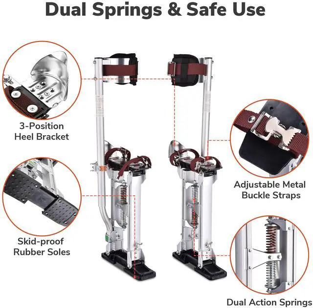 Alt view image 4 of 7 - Yescom Drywall Stilts 16-24 inches Adjustable Aluminum Painting Tool for Ceiling Installation/Repair Taping Parades