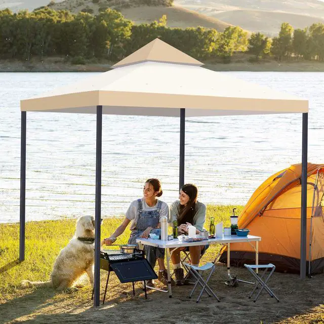 Alt view image 2 of 7 - Yescom 10x10Ft UV30+ Gazebo Replacement Top for 2 Tier Outdoor Canopy Cover Patio Backyard Party Deck Sand+Ivory