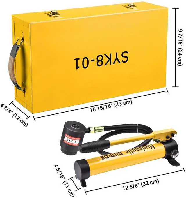 Alt view image 2 of 7 - Yescom 10 Ton Hydraulic Knockout Punch Set 1/2" to 2" Conduit Hole Puncher Tool Kit - Yellow