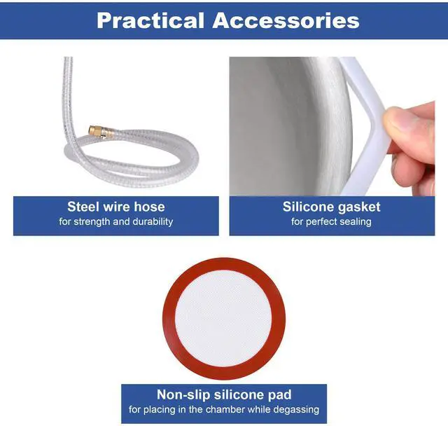 Alt view image 4 of 7 - 5 Gallon Stainless Steel Vacuum Chamber kit to Degass Urethanes Silicones Epoxies