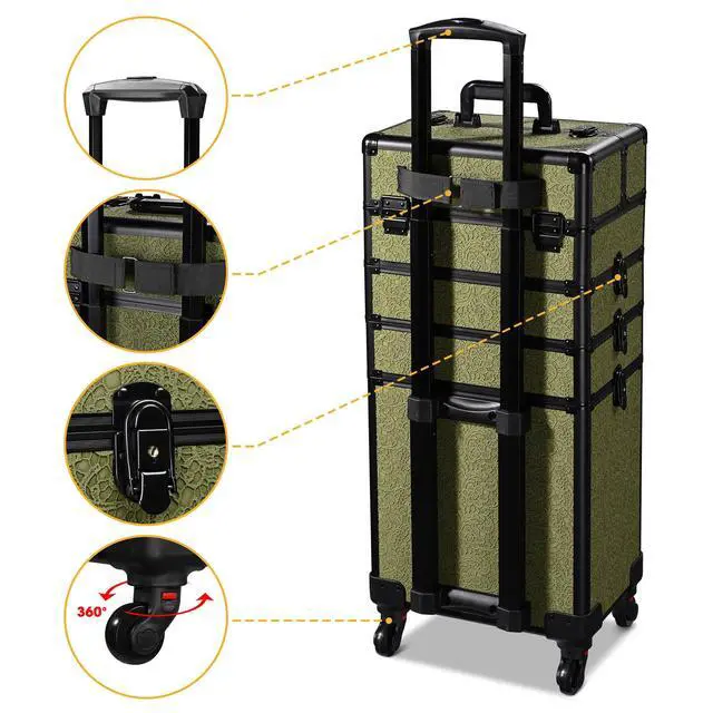 Alt view image 2 of 7 - BYOOTIQUE Makeup Train Case Trolley w/ Cube Case Cosmetic Organizer Rococo