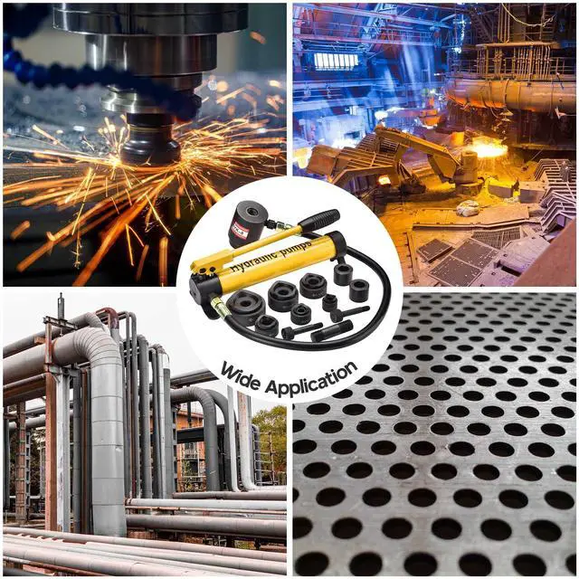 Alt view image 3 of 7 - Yescom 10 Ton Hydraulic Knockout Punch Set 1/2" to 2" Conduit Hole Puncher Tool Kit - Yellow