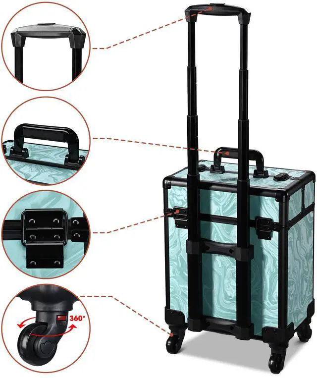 Alt view image 2 of 7 - Byootique Rolling Makeup Train Case Cosmetic Trolley Organizer Salon CB Vitality