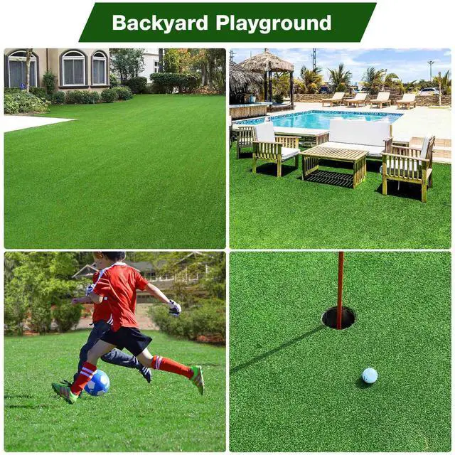 Alt view image 3 of 7 - Yescom Artificial Grass Turf Roll 65'x5' Large Backyard Faux Decor Fake Lawn 2 Pack