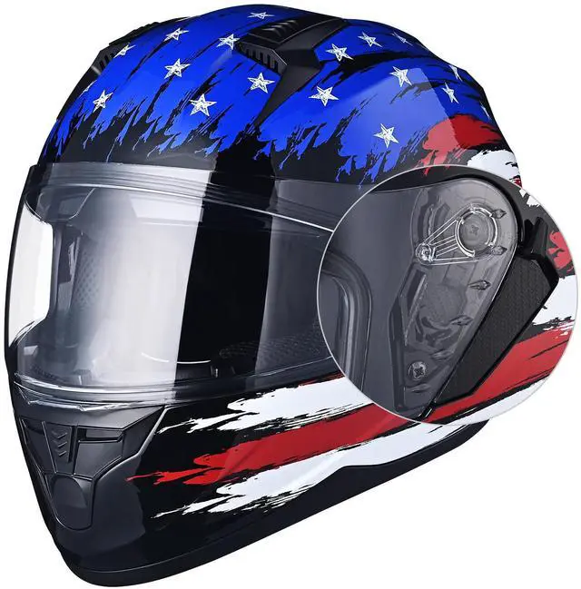 Alt view image 4 of 7 - AHR RUN-F Full Face Motorcycle Helmet Dual Visor DOT Approved M