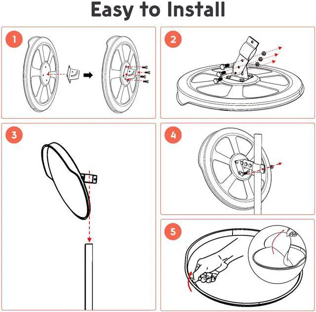 Alt view image 7 of 7 - Yescom 23" Convex Safety Traffic Mirror Outdoor/ Indoor Driveway & Security Wide Angle Mirror, 2 Pcs Dome Blind Spot Mirror for Wall, Office, Parking Garage & Room