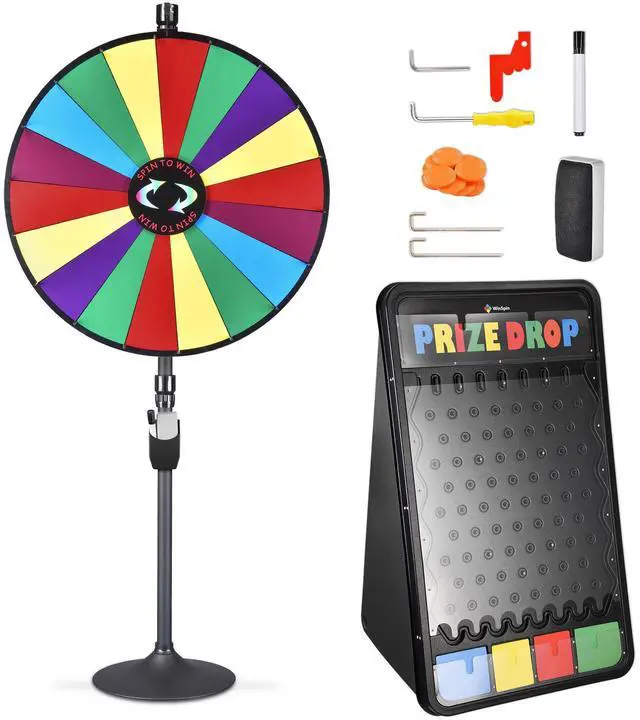 Main image of WinSpin 36" Dual Use 18 Slots Prize Wheel 41x25" Prize Drop Game Board Party