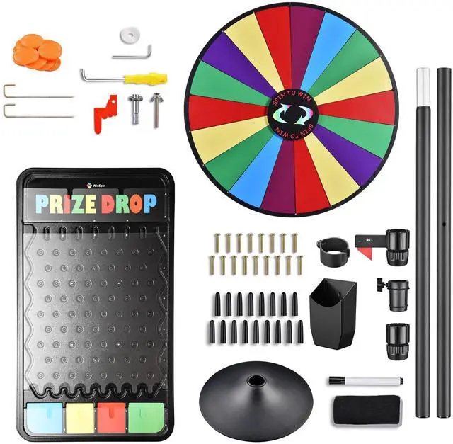 Alt view image 2 of 7 - WinSpin 36" Dual Use 18 Slots Prize Wheel 41x25" Prize Drop Game Board Party