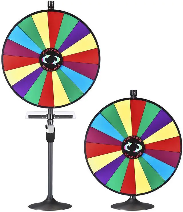 Alt view image 2 of 7 - WinSpin 36" Prize Wheel Tabletop Floor Stand Spinning Game w/ Serving Tray