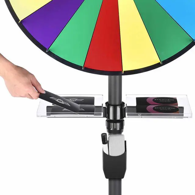Alt view image 6 of 7 - WinSpin 36" Prize Wheel Tabletop Floor Stand Spinning Game w/ Serving Tray