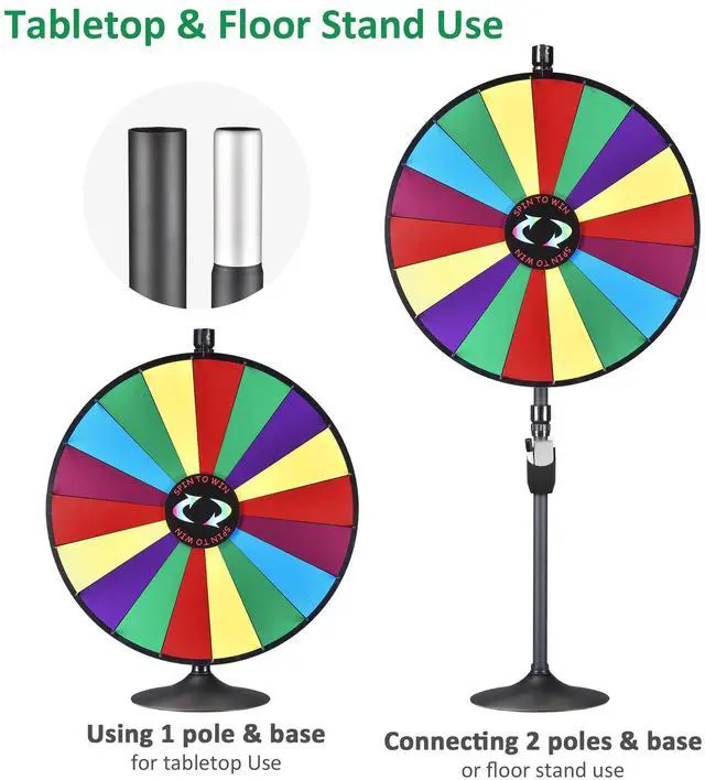 Alt view image 2 of 7 - WinSpin 36" Prize Wheel Tabletop Floor Stand Spinning Game w/ Brochure Holders