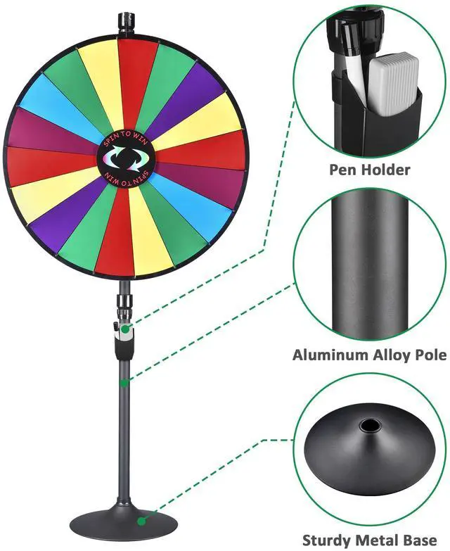 Alt view image 3 of 7 - WinSpin 36" Prize Wheel Tabletop Floor Stand Spinning Game w/ Brochure Holders