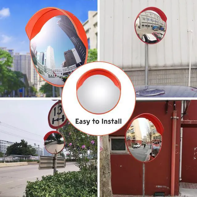Alt view image 4 of 7 - Yescom 23" Convex Safety Traffic Mirror Outdoor/ Indoor Driveway & Security Wide Angle Mirror, 2 Pcs Dome Blind Spot Mirror for Wall, Office, Parking Garage & Room