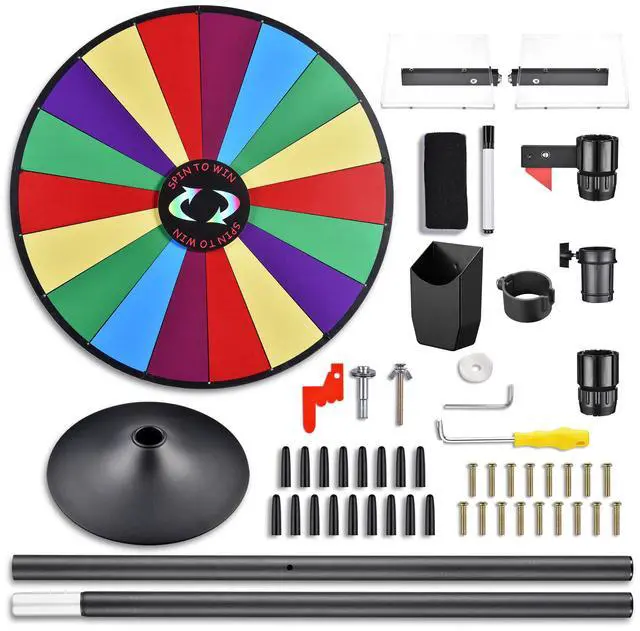 Alt view image 5 of 7 - WinSpin 36" Prize Wheel Tabletop Floor Stand Spinning Game w/ Serving Tray