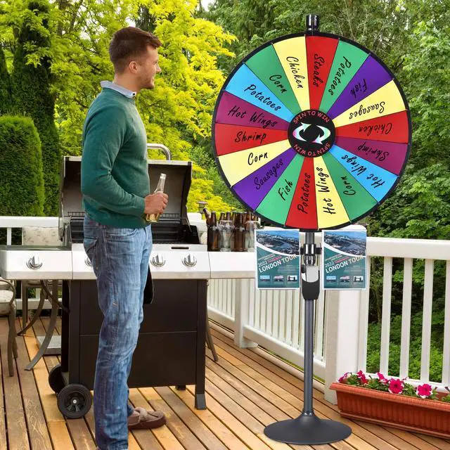 Alt view image 4 of 7 - WinSpin 36" Prize Wheel Tabletop Floor Stand Spinning Game w/ Brochure Holders