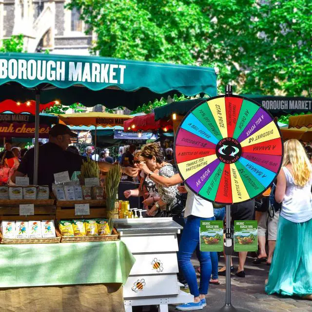 Alt view image 6 of 7 - WinSpin 36" Prize Wheel Tabletop Floor Stand Spinning Game w/ Brochure Holders